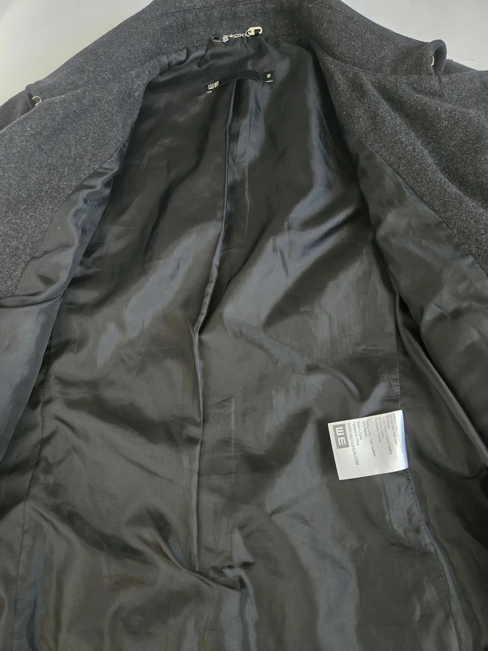 WE Charcoal Gray Wool Blend Double Breasted Cropped Pea Coat Jacket Women Size M